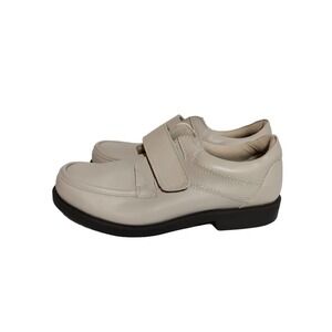 Dr. Scholl's lt beige casual shoes hook & loop closure men size 10D LIKE NEW